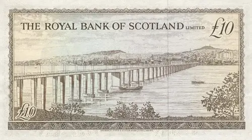 Scottish 10 Pound Royal Bank  Scotland Banknote Front Issued 1969 Accepted For Exchange