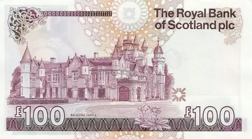 Scottish 100 Pound Royal Bank of Scotland Banknote Front Issued 2000