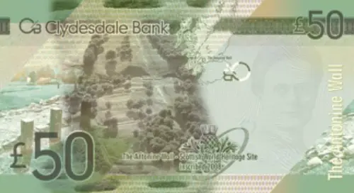 Scottish 50 Pound Clydesdale Bank Banknote Front Issued 2009 Accepted For Exchange