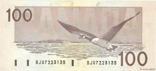 100 Canadian Dollar Banknote Front Issued 1988 Accepted For Exchange