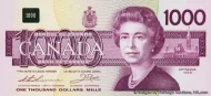 1000 Canadian Dollar Banknote Front Issued 1988 Accepted For Exchange