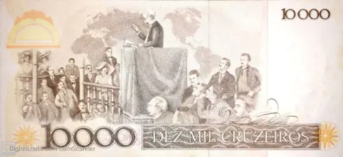 10 Brazilian Cruzados Banknote (Rui Barbosa) First Issued 1986 Front Accepted For Exchange