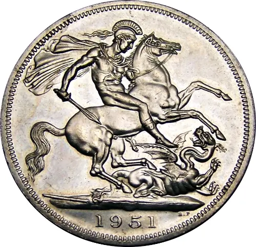 British 5 Shilling Coin Obverse Issued 1951 Accepted for exchange