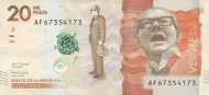 20000 Colombian Pesos banknote (Alfonso López Michelsen) First Issued 2015 Front Accepted For Exchange