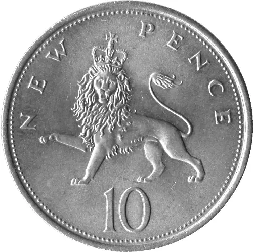 Large British Ten Pence Coin Obverse Side Accepted For Exchange