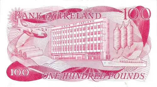 Northern Ireland 100 Pound Bank of Ireland Banknote (Mercury) Front Issued 1967 Accepted For Exchange