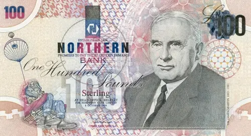 Northern Ireland 100 Pound Northern Bank Banknote Front Issued 1999