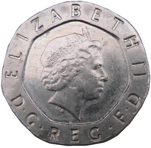 British 20 pence Coin Obverse 1992 Accepted For Exchange