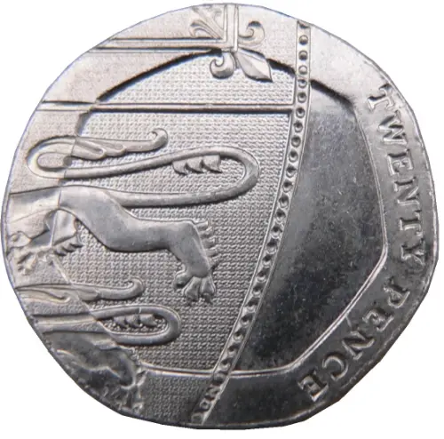 British 20 pence Coin Obverse 1992 Accepted For Exchange