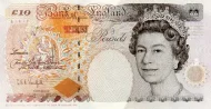 British 10 Pound Banknote Front (Charles Dickens) Issued 1993 Accepted For Exchange