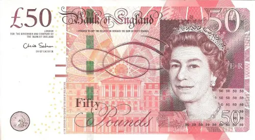 Current 50 Pound Bank of England (Boulton And Watt) Banknote 2011 Front Accepted For Exchange