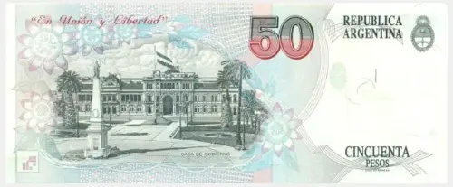 50 Argentine Peso Banknote 1st Series (Domingo Faustino) Front Issued 1992 Accepted For Exchange