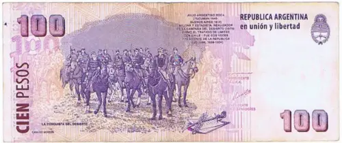 100 Argentine Peso Banknote 2nd Series (Julio Argentino Roca) Front Issued 1997 Accepted For Exchange