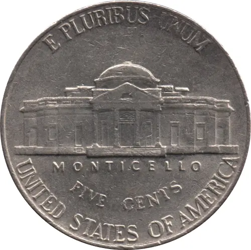 5 Cent American Dollar Jefferson Nickel Coin Issued 1938 Front Accepted For Exchange