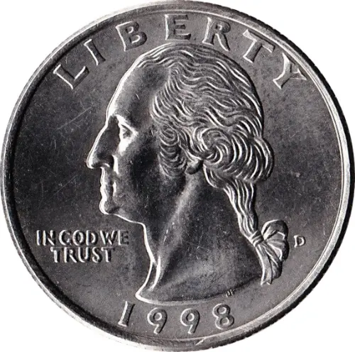 25 Cents (quarter) American Dollar Coin Issued 1965 Front Accepted For Exchange