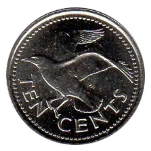 10 Cent Barbadian Dollar Coin Issued 1973 Front Accepted For Exchange