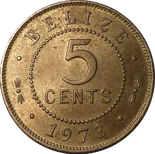 5 Cent Belize Dollar Front Issued 1973 Accepted For Exchange