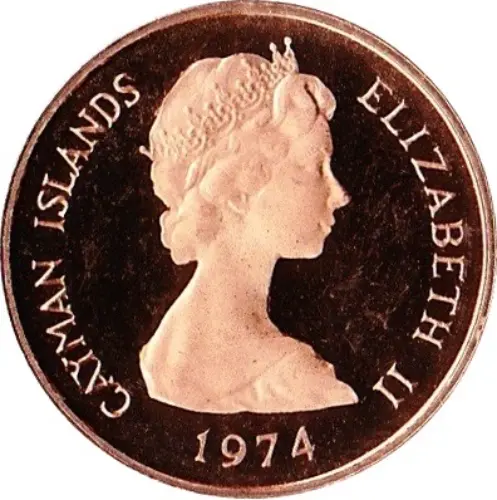 1 Cent Cayman Island Dollar Coin Front Issued 1972 Accepted For Exchange