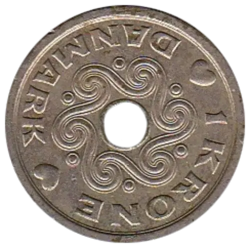 1 Danish Krone Coin First Issued 1992 Front Accepted For Exchange