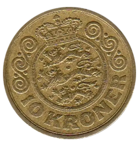 10 Danish Kroner Coin First Issued 1989 Front Accepted For Exchange