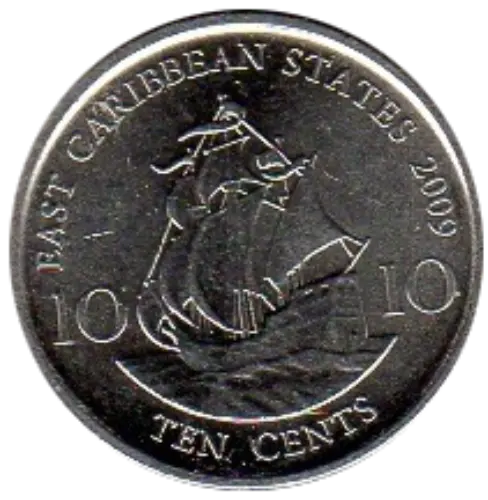 10 Cents Eastern Caribbean Coin Front First Issued 2002