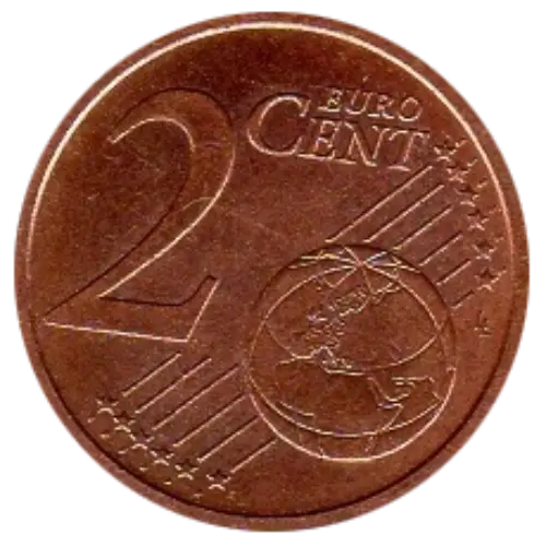 2 Euro Cent Coin First Issued 2002 Front Accepted For Exchange