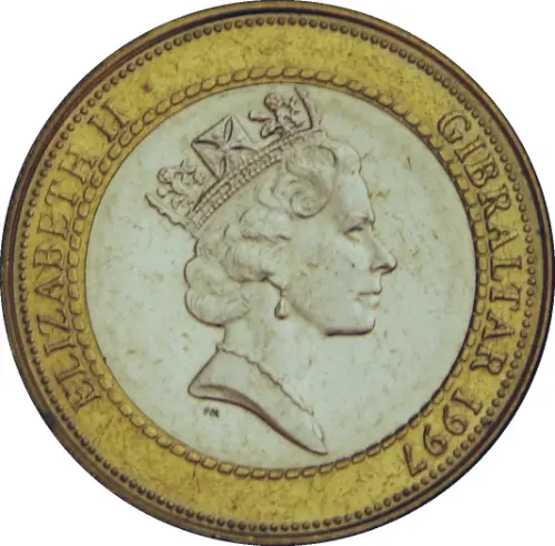 2 Pound Gibraltar Coin First Issued 1997 Obverse Accepted For Exchange