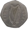 50 Irish Pence Coin First Issued 1970 Front Accepted For Exchange