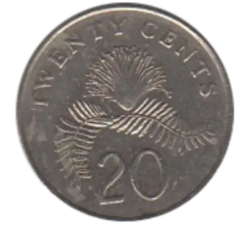 20 Cent Singapore First Issued 1985 Obverse Accepted For Exchange