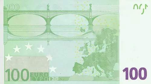 European 100 Euro Banknote Front Issued 2002 Accepted For Exchange