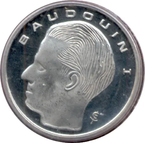 1 Belgian Franc Coin (Baudouin) issued 1989 front accepted for exchange