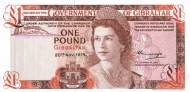 Gibraltar 1 Pound Banknote Front Issued 1975 Accepted For Exchange