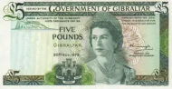 Gibraltar 5 Pound Banknote Front Issued 1971 Accepted For Exchange