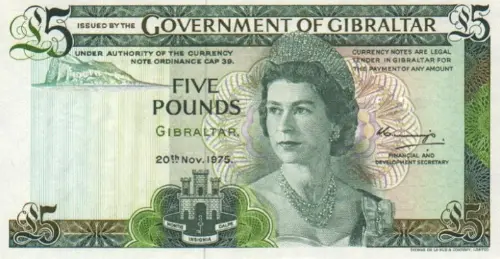 Gibraltar 5 Pound Banknote Front Issued 1971 Accepted For Exchange