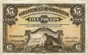 Gibraltar 5 Pound Banknote Front Issued 1958 Accepted For Exchange