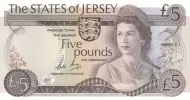 Jersey 5 Pound Banknote Front Issued 1976 Accepted for Exchange