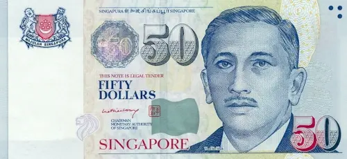 Singapore 50 Dollar Banknote Front Issued 2004 Accepted For Exchange