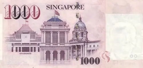 Singapore 1000 Dollar Banknote Front Issued 1999 Accepted For Exchange