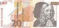Slovenia 20 Tolar Banknote Front Issued 1992 Accepted For Exchange