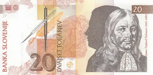 Slovenia 20 Tolar Banknote Front Issued 1992 Accepted For Exchange