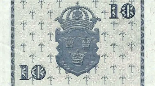 Swedish 10 Krona Banknote Front Issued 1982 Accepted For Exchange