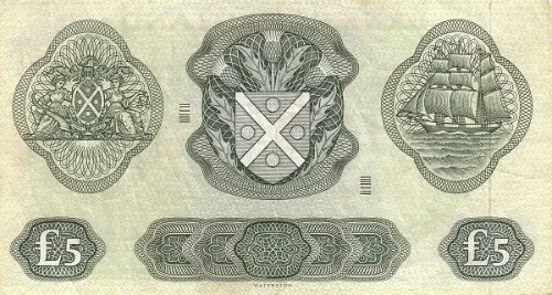 Scottish 5 Pound Bank of Scotland Banknote Front Issued 1969 Accepted For Exchange For Exchange